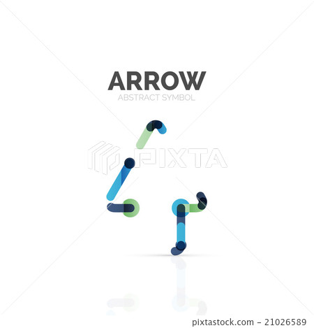 Linear arrow abstract logo, connected multicolored Linear arrow abstract logo, connected multicolored 21026589