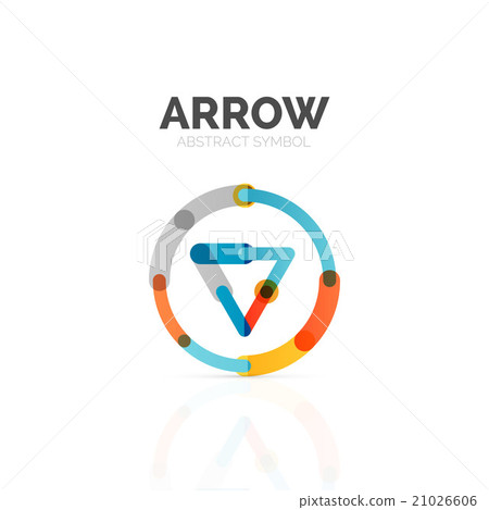 Linear arrow abstract logo, connected multicolored 21026606