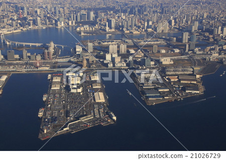 Tokyo area seen from JL 141 flight (around Ariake) Tokyo area seen from JL 141 flight (around Ariake) 21026729