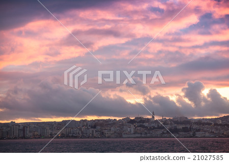 Bright sunset sky over Tangier city, Morocco 21027585
