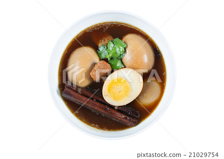 Eggs boiled in the gravy with spices.Thai cuisine. Eggs boiled in the gravy with spices.Thai cuisine. 21029754