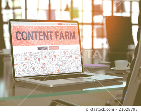 Laptop Screen with Content Farm Concept. Laptop Screen with Content Farm Concept. 21029795