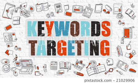Multicolor Keywords Targeting on White Brickwall 21029906