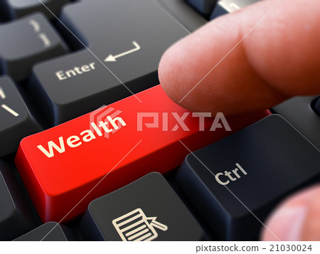 Finger Presses Red Keyboard Button Wealth. Finger Presses Red Keyboard Button Wealth. 21030024