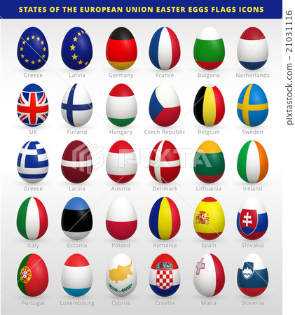 Easter eggs set with EU flags 21031116