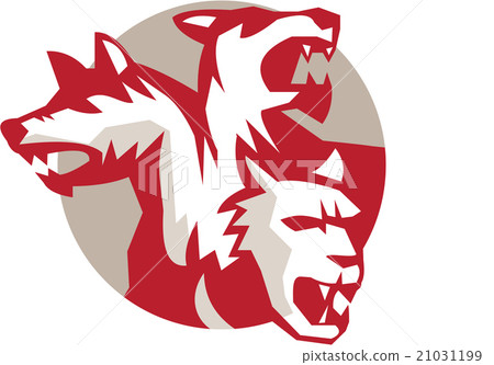 Cerberus Multi-headed Dog Circle Retro Cerberus Multi-headed Dog Circle Retro 21031199