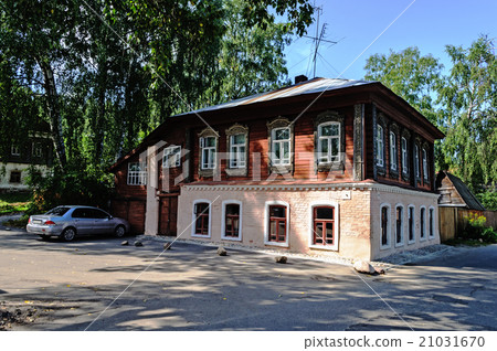 Old stone house with carved windows, Ples, Russia 21031670