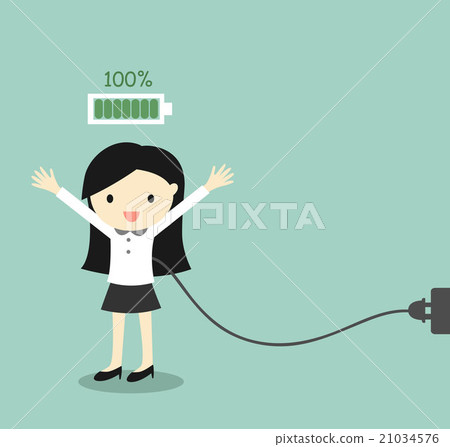 Business woman with full battery. 21034576