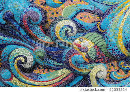 Colorful glass mosaic art shape fish. Colorful glass mosaic art shape fish. 21035234