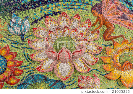 Colorful glass mosaic art shape lotus. 21035235