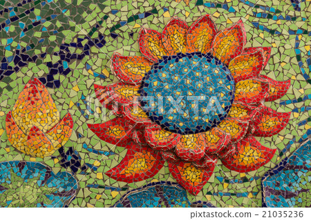 Colorful glass mosaic art shape lotus. Colorful glass mosaic art shape lotus. 21035236