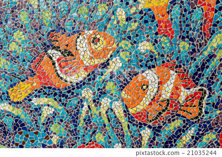 Colorful glass mosaic art shape fish. 21035244
