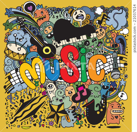 Abstract Music Background Hand drawing Doodle 21037614