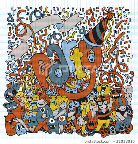 Hand Drawn of happy party background. 21038016