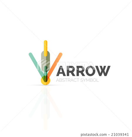 Linear arrow abstract logo, connected multicolored Linear arrow abstract logo, connected multicolored 21039341