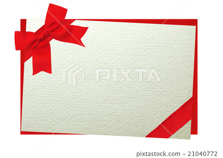The card decorated with a red bow on envelope 21040772