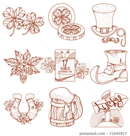 Set with greetings for St. Patrick's Day. Set with greetings for St. Patrick's Day. 21040917