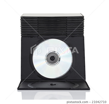 Dvd boxes with disc on white background Dvd boxes with disc on white background 21042710
