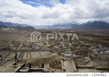 top view of hunder village in Leh, India top view of hunder village in Leh, India 21043663