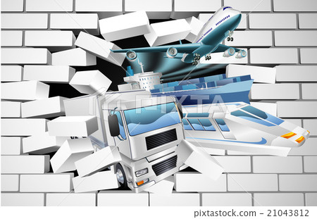 Transport Logistics Cargo Breaking Wall Transport Logistics Cargo Breaking Wall 21043812