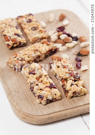 Granola bars with nuts, seeds and cranberries Granola bars with nuts, seeds and cranberries 21043978