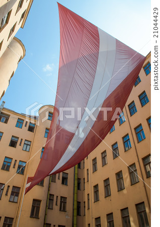 Latvian national flag,former KGB headquarters,Riga 21044429