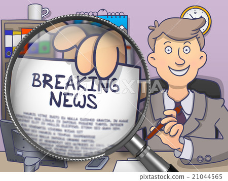 Breaking News through Magnifier. Doodle Style. Breaking News through Magnifier. Doodle Style. 21044565
