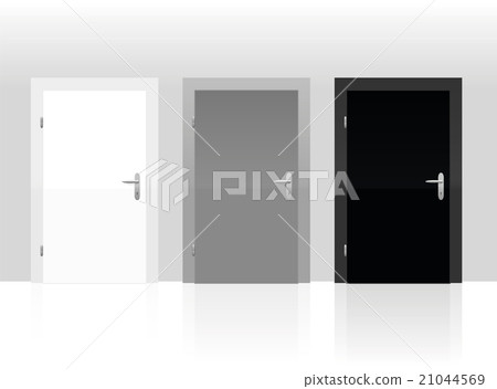 Three Doors White Gray Black Closed Three Doors White Gray Black Closed 21044569