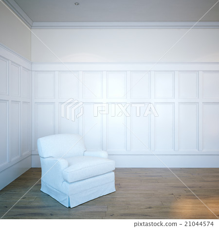 White leather classic armchair in luxury interior 21044574