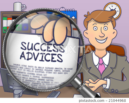 Success Advices through Magnifying Glass. Doodle Success Advices through Magnifying Glass. Doodle 21044968