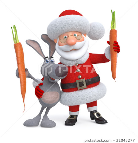 3d Santa Claus and hare with carrot 21045277
