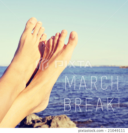 man relaxing next to the sea and text march break man relaxing next to the sea and text march break 21049111