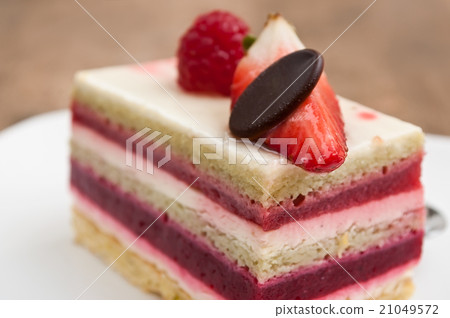 closeup of raspberry cake in a plate closeup of raspberry cake in a plate 21049572