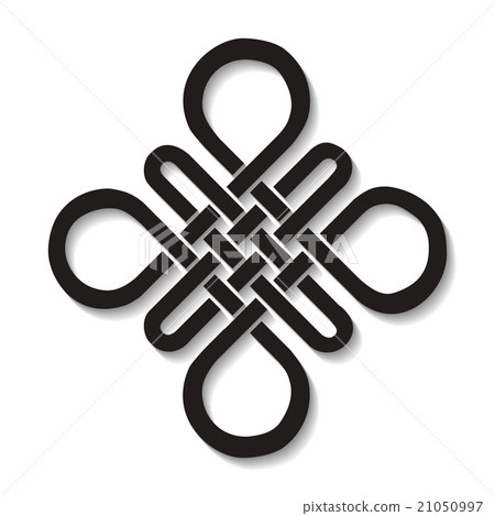 Auspicious Endless knot.Buddhist symbol.Black 21050997