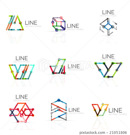 Set of linear abstract logos, connected Set of linear abstract logos, connected 21051806