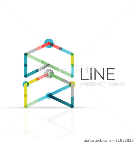 Linear abstract logo, connected multicolored Linear abstract logo, connected multicolored 21051826
