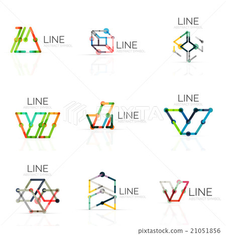 Set of linear abstract logos, connected Set of linear abstract logos, connected 21051856