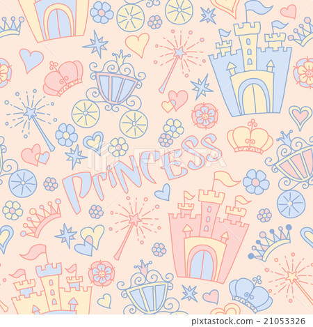 Hand drawn vector seamless princess pattern 21053326
