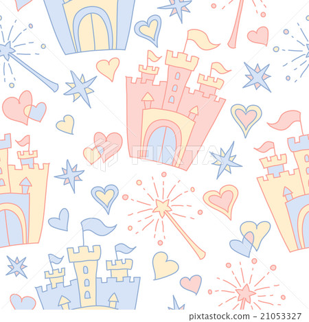 Hand drawn vector seamless princess pattern 21053327