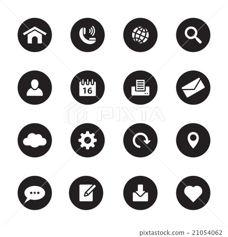 white flat web and technology icon set white flat web and technology icon set 21054062