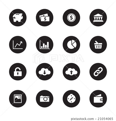 white flat finance and technology icon set white flat finance and technology icon set 21054065