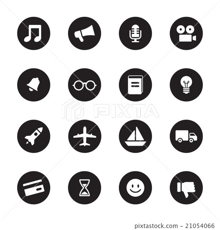 white flat transport and miscellaneous icon set 21054066