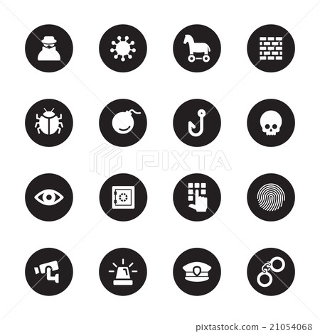 white flat security icon set on circle white flat security icon set on circle 21054068