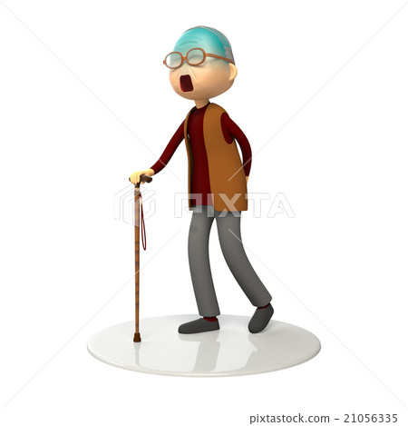 An old man walking with a cane - Stock Illustration [21056335] - PIXTA
