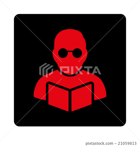 Student Reading Book Rounded Square Button Student Reading Book Rounded Square Button 21059813