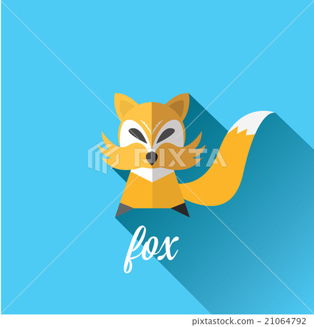 vector little fox. fox flat icon vector little fox. fox flat icon 21064792