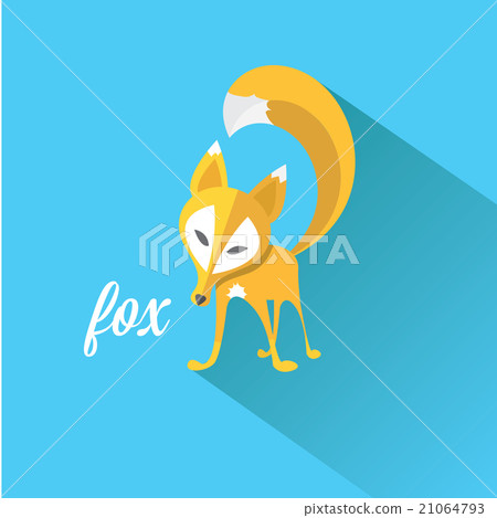 vector little fox. fox flat icon vector little fox. fox flat icon 21064793
