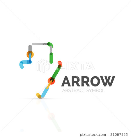 Linear arrow abstract logo, connected multicolored Linear arrow abstract logo, connected multicolored 21067335
