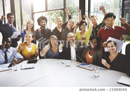 Business Team Success Achievement Arm Raised Concept Business Team Success Achievement Arm Raised Concept 21068048