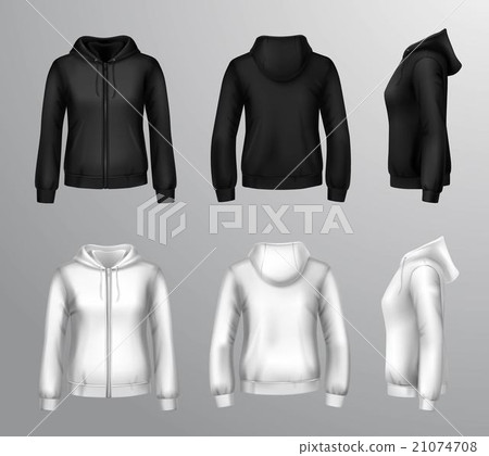 Women Black And White Hooded Sweatshirts Women Black And White Hooded Sweatshirts 21074708